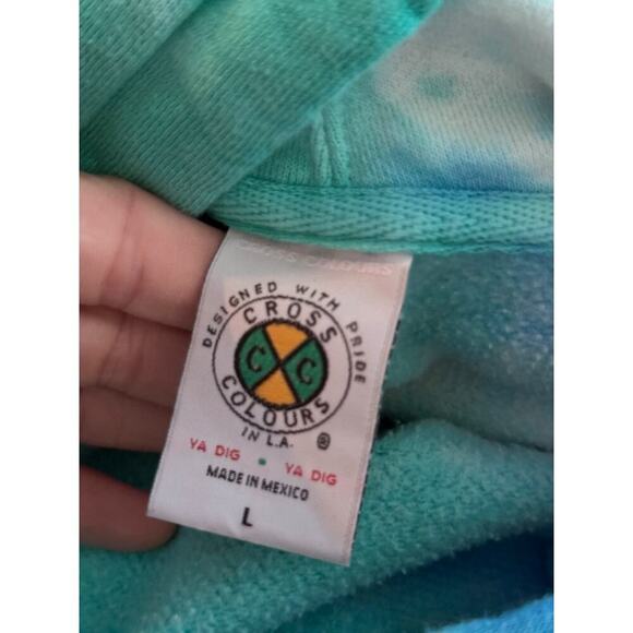 Cross Colours Men's Multicolor Tie Dye Long Sleeves Pullover Hoodie Size Large - Picture 5 of 5